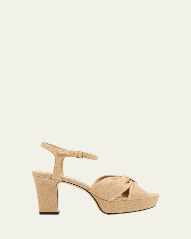 Heloise Linen Knot Platform Sandals